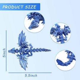 DEFORAGE 3D Printed Rose Dragon, Butterfly Sacred Dragon Ornaments, 3D Printed Animal Models for Decoration ADHD, Autism, Anxiety Relief Flexible Sensory Desktop Decor