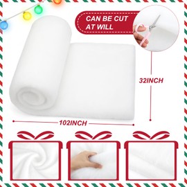 Christmas Snow Blanket - 2.6ft x 7.8ft - Artificial Snow Blankets for Christmas Decorating - White Soft Fluffy Fake Snow Cover for Creating a Winter Wonderland Village Crafts Backdrop(D/2Pcs White)