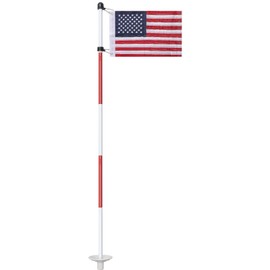 Golf Flagstick 6ft, Double-Side American Flag for Putting Green, Portable 5-Section Design for Backyard Practice, Golf Pin USA Flag for Driving Range