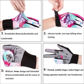 DuShow Cycling Gloves Women Full Finger Mountain Bike Riding Biking Gloves For Women Touchscreen Gel Padded Bicycle Gloves Motorcycle Gym Sport Workout Training Outdoor Gloves(Pink,L)