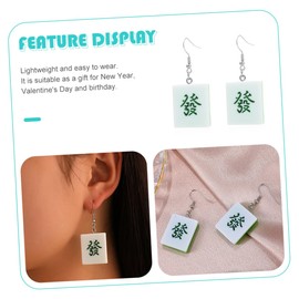 Gatuida Mahjong Ear Drops for Women Creative Resin Dangling Earrings Fun Mahjong Theme Jewelry for Casual Wear