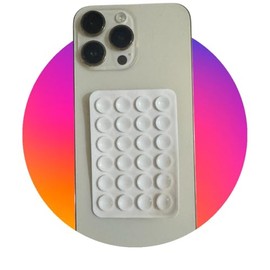 Silicone Suction Cup Phone Holder – Wall Stand Mat for All Phones – Anti-Slip, Reusable, Multifunctional Mount Pad (White)