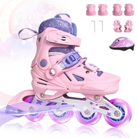 Fotoumgl Inline Skates for Girls Ages 4-8, Kids Inline Skates with Full Light up Wheels, Outdoor Adjustable Inline Skates for Girls Boys Beginners, Girls Inline Skates, Boys Inline Skates
