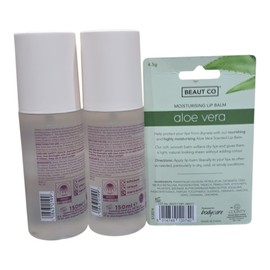 Twin Pack SuperDrug Vitamin E Skin Care Hydrating Facial Mist 150ml WIth Free Aloe Vera lip balm Pack