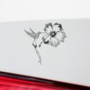 Decal Stickers of Hummingbird and Hibiscus Tattoo (Metallic Silver) (Set