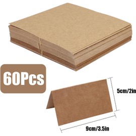 YSHIGUING 60 Pcs Blank Table Name Place Cards Recycled Brown Kraft Table Card Double Sided Table Place Seat Card Tags Perfect for Food Labels Table Number Sign Brown Name Signs Messages Party Cards