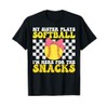 My Sister Plays Softball Pink Softball Sister Toddler Bow T-Shirt