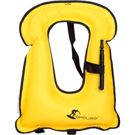 FORWEWAY Snorkel Vest Inflatable Buoyancy Vests for Portable Kayaking Buoyancy Vest for Drift Rescue,Rowing,Sailing,Snorkeling,Swimming,Outdoor Water (Yellow)