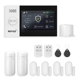 PGST Wireless Home Alarm System 12-Piece Kit, WiFi/4G Alarm System for Home Security with Phone APP Alert (Door Sensors,Alarm Siren, Remote, Motion Detector) for Home, Apartment, Work with Alexa