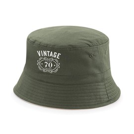D Design Invent Print! 70th Birthday Gift Funny Novelty Bucket Hat 70 Present for Men (Green, L/XL)