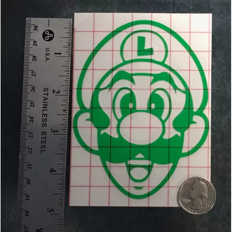 Luigi Head GREEN vinyl decal weatherproof dishwasher-saf