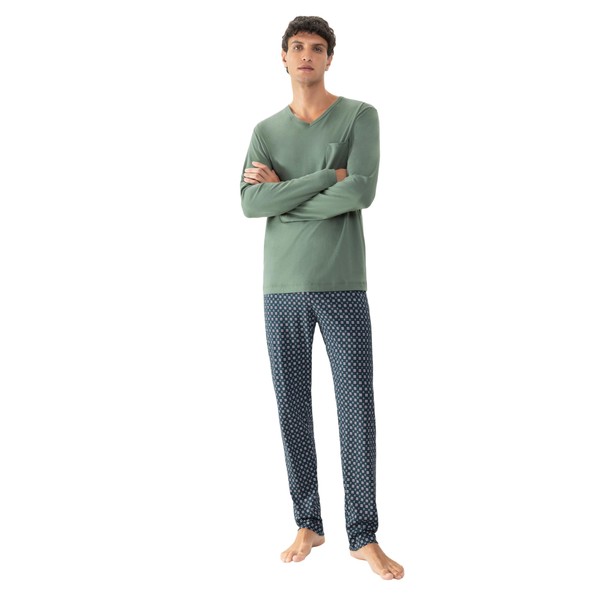 Mey Gentlemen Geo 2240031 Men's Long Pyjamas, Palm Hue