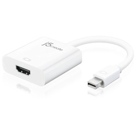 j5create Mini DisplayPort to HDMI Adapter, White | Supports Resolutions up to 1920 x 1200 / 1080p @ 60 Hz | Compatible with Apple, iMac, MacBook, or PC
