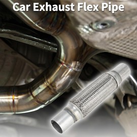 TUCKBOLD Car Exhaust Manifold Flex Pipe 1.88 Inch OD Flexible Braided Exhaust Pipe Universal Flexible Pipe Silver Tone Pack of 1