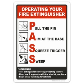 Brimar - 7 x 10" - Operating Your Fire Extinguisher Sign - 3.5 Mil InfiniStick™ Vinyl Label - Easy Installation - Universal Application