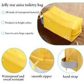 AfitLulu Toiletry Bag for Men and Women, Cosmetic Bag, Waterproof PVC Travel Make Up Bag, Toiletry Bag with Portable Handle and Zip for Travel, Swimming, Fitness, White, Portable