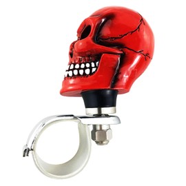 Abfer Car Power Handle Spinner Skull Shape Steering Wheel Suicide Control Knob Turning Assist Helper Fit Most Vehicles Trucks (Red)
