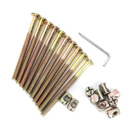 Pack of 10 M6 x 65 mm Cylinder Nuts Screws Kit, Furniture Connector Screws, M6 x 13 mm Barrel Nuts for Furniture Beds Cots and Chairs with Wrench (M6 x 65 mm)