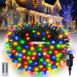 Tacopet String Lights Outdoor Indoor Christmas Lights Decorations RGB Multicolor 300 LED 100FT Remote Control 8 Modes Waterproof for Outside Porch Garden