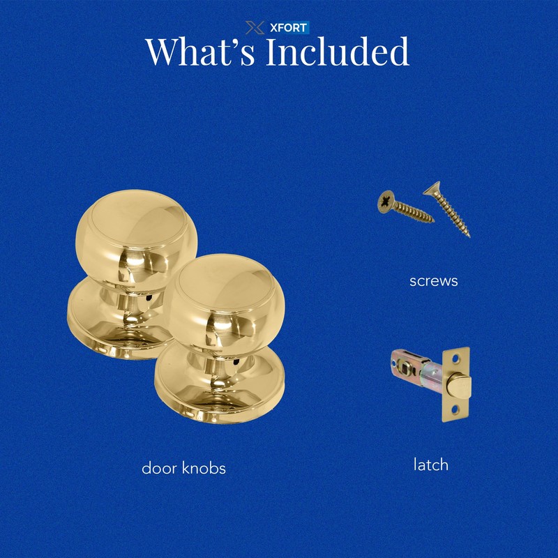 XFORT Bello Passage Knob Set Polished Brass, Door Knob for