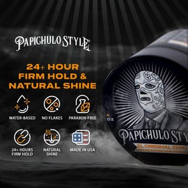 Papichulo Style Deluxe Pomade “El Original Zero” – Medium Hold, Medium Shine, Adds Volume – Unscented, Water-Based, Flake-Free, Easy Washout, Paraben-Free – Made in USA - 4 oz