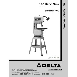 Delta 28-195 10" Band Saw Instructions Manual