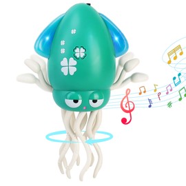 LZZAPJ USB Rechargeable Dancing Octopus Baby Toy - Electric Crawling & Tummy Time Toy, Magical Musical Squid, Stress-Relief Desk Decor - Birthday for Kids Ages 1 2 3 4 5 6, Boys (Green)