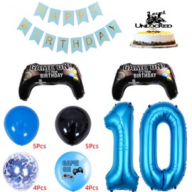 ZWWsullo Gamer Decoration Birthday Happy Birthday Garland Banner Decoration Boy Birthday 10 Game Controller Balloons Happy Birthday Garland Banner Children Video Game Theme Party Accessories