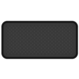 Ottomanson 15” x 30” Multi-Purpose Boot Tray - Waterproof Mat for Shoes, Pet Food, Litter Box, Painting & Planting - 1.2” Raised Edge for Spill Protection