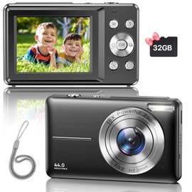 VAHOIALD Digital Camera, Upgraded FHD 1080P Digital Camera with Strap 32GB SD Card 16X Digital Zoom Compact Point and Shoot Camera for Kids Portable Cameras Small Camera for Teens Boys Girls Seniors