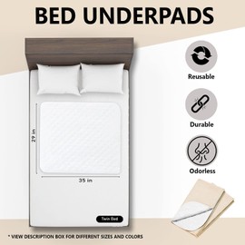 Reusable Bed Underpad - Machine Washable & Dryable, Waterproof, Extra-Absorbent, Personal Care & Hospital Rated Under Pad (Beige/Tan, 29x35)