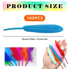 KSVFTB 100 Pcs Feathers for Crafting, Feathers, DIY Decoration Materials, Coloured Feathers, Colorful Craft Feather in Bright Colors, Feather Decoration Crafts for DIY Dream Catcher Hat Vase Mask ﻿