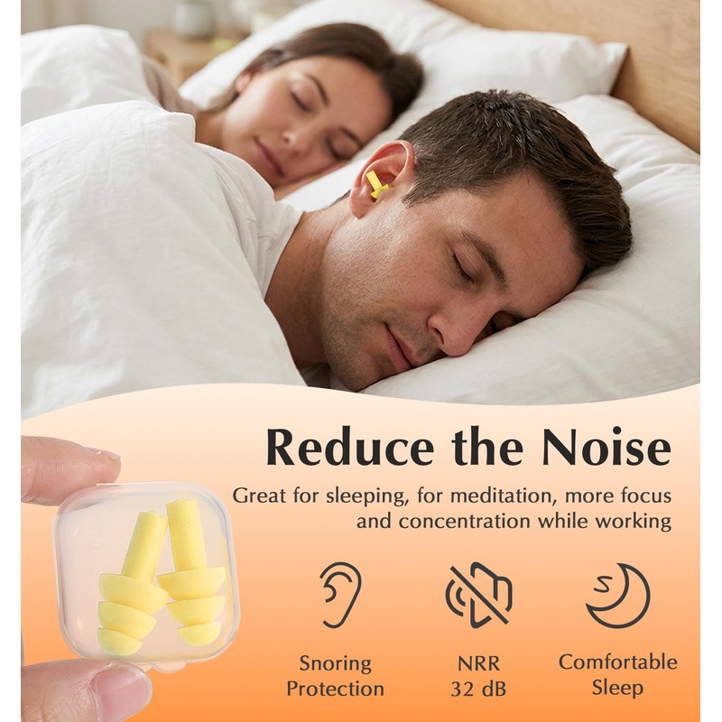 6 Pairs Small Ear Plugs for Sleeping, Soft Earplugs