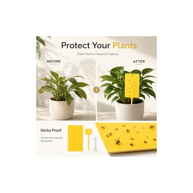 Qualirey Yellow Sticky Traps for Indoor & Outdoor Plants