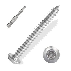 ANCHOREASE Torx/Star Drive Button Head Self Tapping Screws, M4×35mm, 100 Pcs, 18-8 (304) Stainless Steel Wood Screws, 1 Pcs T20 Star Bit Included