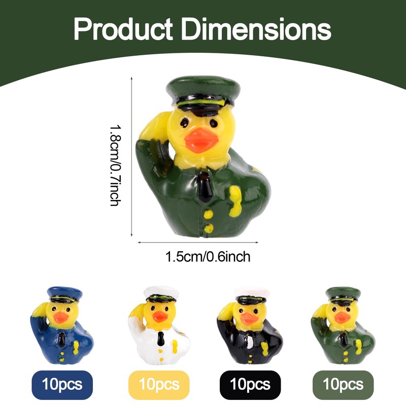 40pcs Mini Veteran Tribute Ducks, Resin Miniature Military Soldier Ducks