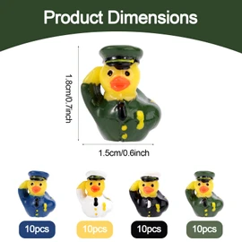 40pcs Mini Veteran Tribute Ducks, Resin Miniature Military Soldier Ducks Small Tiny Funny Uniform Toys Practical Decoration Accessories for Micro Landscape Garden Home Car Party