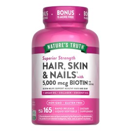 Nature's Truth Suplemento De Biotina Para Cabello, 165 Cáp Sin Sabor