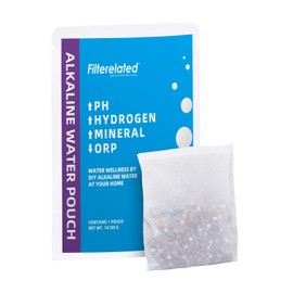 Filterelated Alkaline Water Filter Pouch 100g, Raise pH to 9+, BPA-Free SGS Tested, Portable Water Filter for Home, Camping, Travel, Office, Long-Lasting 420 Liltre / 111 Gallons (1-Pack)