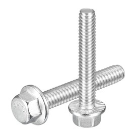 sourcing map 10Pcs 1/4-20 x 1-1/2" Flanged Hex Head Bolts, 304 Stainless Steel Flange Hexagon Screws, Flange Hex Drive Screws 5.8 Grade for Machinery Industry Home Appliances, Silver