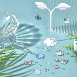 UNICRAFTALE Approx. 60 Pieces Flat Round Cabochon Blanks Pendant Trays Trays Cabochon Set Stainless Steel Bezel Pendant with Jump Rings for DIY Jewellery Making, 6/8/10/14/16/18 mm