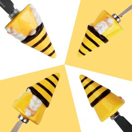 Butter Knife Spring Bee Sunflower Elf 3D Relief Design, Hand Drawn Ceramic Cute Sunflower Bee Pattern Butter Knives, Kitchen Tableware Butter Spreader Knife For Apply Butter Cheese