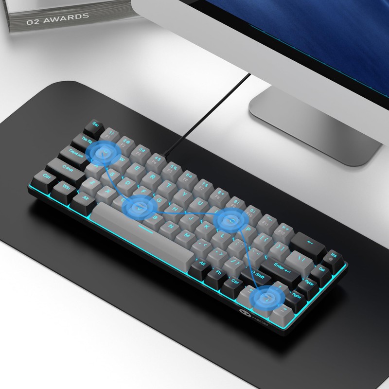 MageGee Portable 60% Mechanical Gaming Keyboard, MK-Box LED Backlit Compact