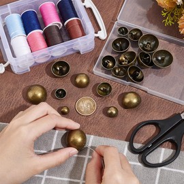 UNICRAFTALE 25Pcs 5 Sizes Shank Buttons Half Round Shank Buttons Antique Bronze Dome Shank Buttons Metal Sewing Buttons for Men Women Clothes Buttons for Christmas Day DIY Sewing Craft