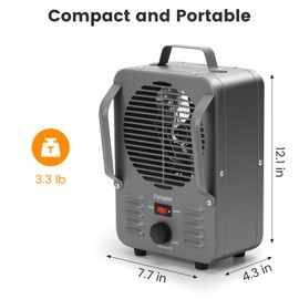 Fanspex Portable Space Heater, 1500W/750W Electric Milk-house Heaters for Indoor Garage Workshop Greenhouse Bathroom Use, Adjust Thermostat with Overheat and Tip-Over Protection