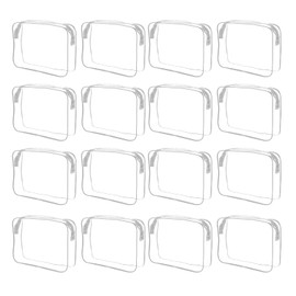 VISTTUSWILL 16 Pieces Clear Makeup Bags Cosmetic Storage Bags PVC Zipper Pouches Travel Makeup Plastic Case for Organizing Toiletries Traveling Bathroom(Small,White)