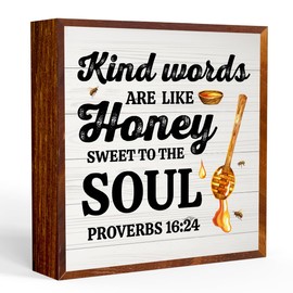 Bee Decor Summer Decorations for Home Religious Christian Desk Decor Inspirational Sunny Day Wooden Box Sign Office Home Farmhouse Decor Wood Square Box Sign for Table Shelf Tiered Tray Wall Decor