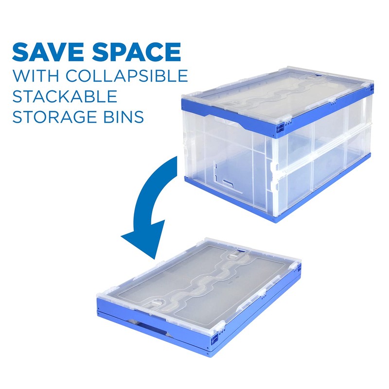 MOUNT-IT! Collapsible Storage Bin with Attached Lid [65 Liter] Folding