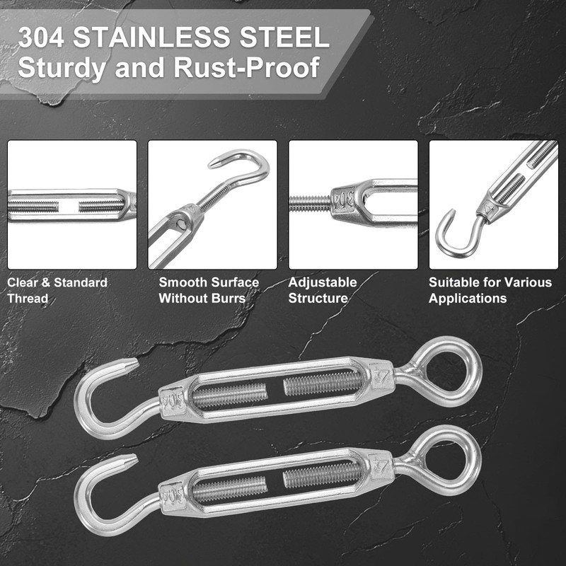 sourcing map M4 Hook and Eye Turnbuckles for Cable Wire