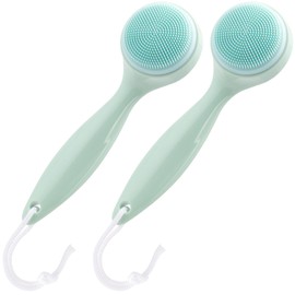 HINZIC 2 Pack Silicone Manual Facial Cleansing Brush, Skin Friendly Waterproof Face Cleaning Scrubber Exfoliator Cleanser for Blackheads Whiteheads Makeup Residues Removal- Green